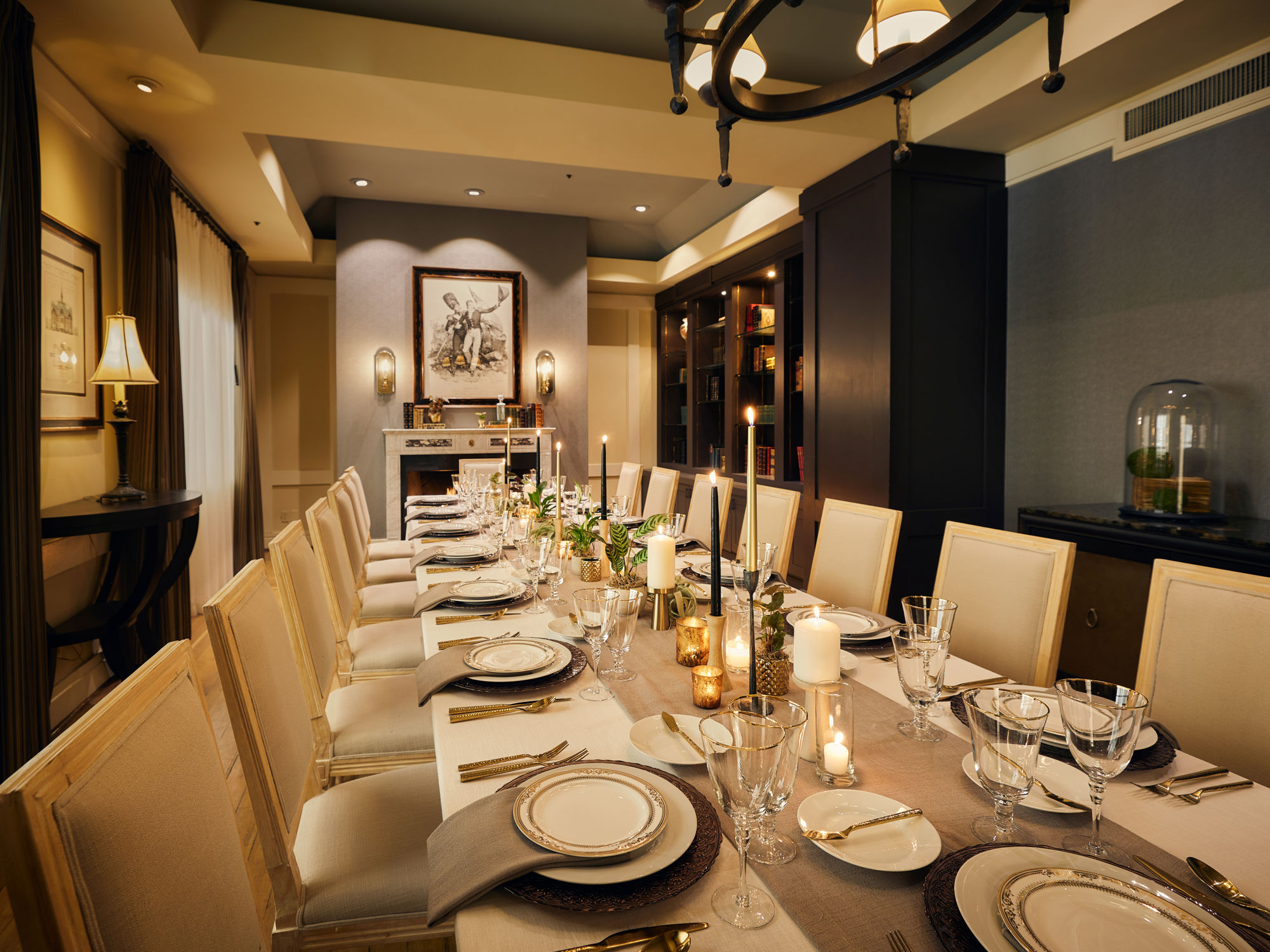Elegant private dining room set for dinner